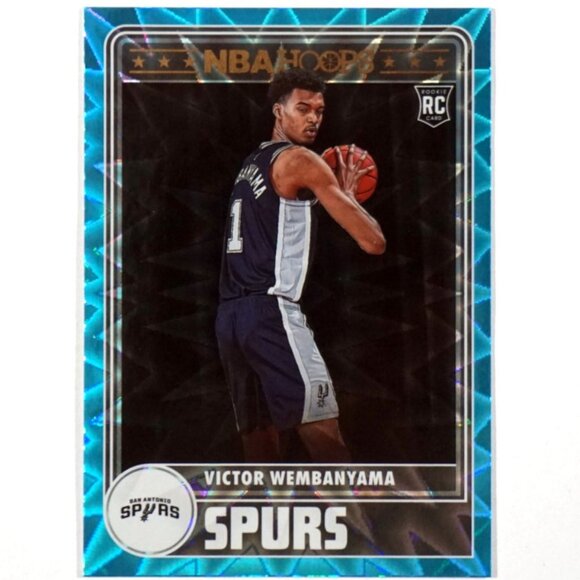 2023-24 NBA Hoops VICTOR WEMBANYAMA Teal Explosion Holo SP Spurs RC #298 Tribute - Picture 2 of 4